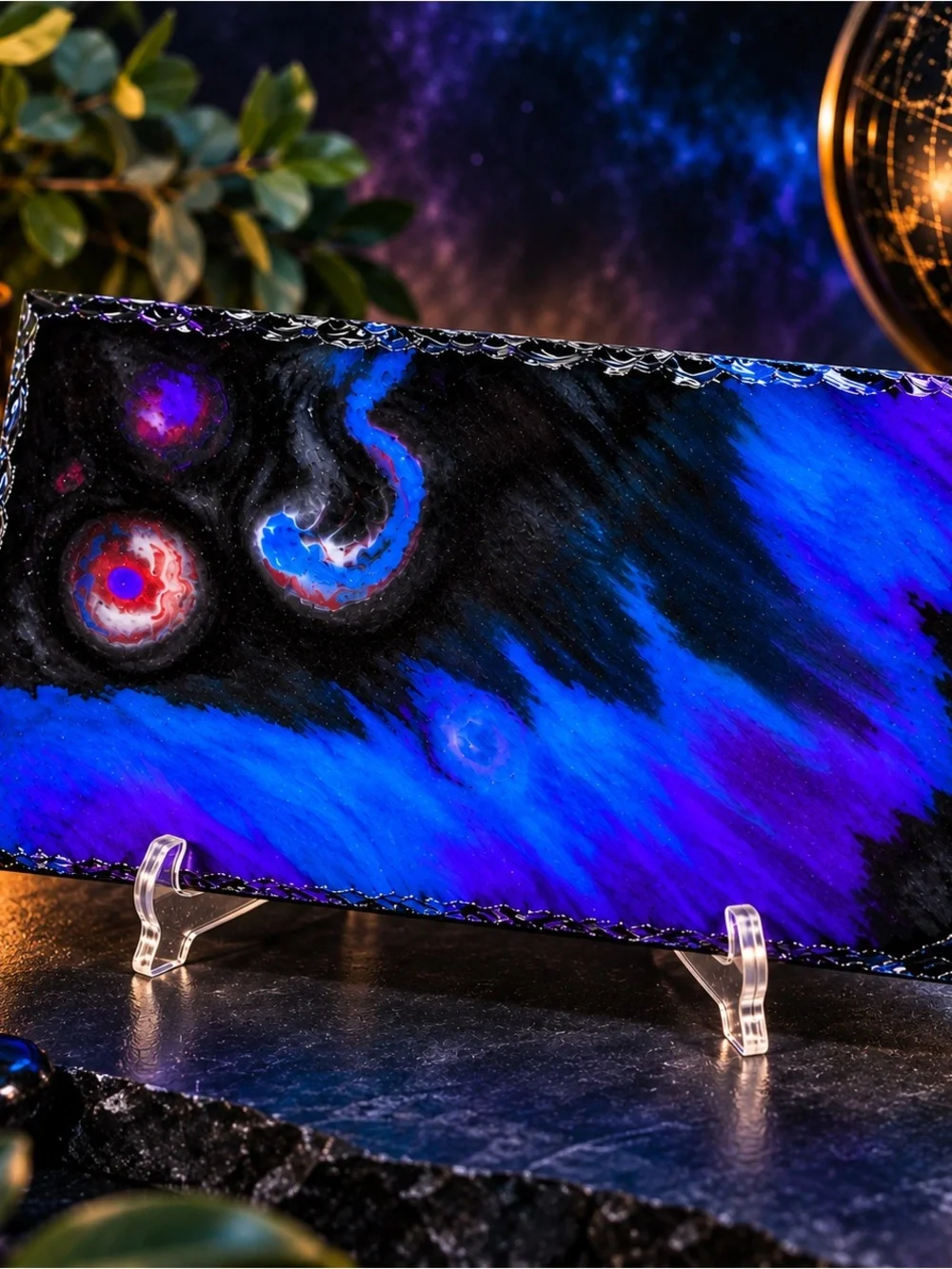 Galaxy inspired resin slate